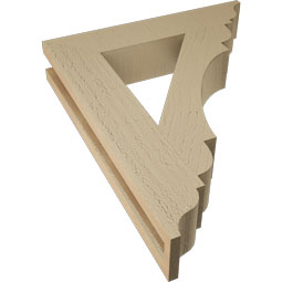 Ekena Millwork - BKTUR035X18X22OLY01RCPR - Timberthane Faux Wood Olympic Style Bracket, Traditional Ends, 3 1/2"W x 18"D x 22"H, Primed Tan