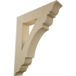 Ekena Millwork - BKTUR035X18X22OLY01RCPR - Timberthane Faux Wood Olympic Style Bracket, Traditional Ends, 3 1/2"W x 18"D x 22"H, Primed Tan