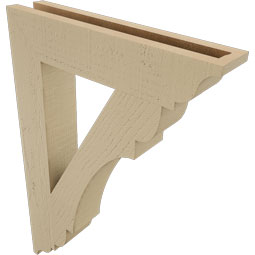 Ekena Millwork - BKTUR035X18X26OLY01RCPR - Timberthane Faux Wood Olympic Style Bracket, Traditional Ends, 3 1/2"W x 18"D x 26"H, Primed Tan