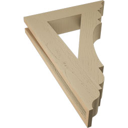 Ekena Millwork - BKTUR035X18X26OLY01RCPR - Timberthane Faux Wood Olympic Style Bracket, Traditional Ends, 3 1/2"W x 18"D x 26"H, Primed Tan