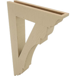 Ekena Millwork - BKTUR035X18X30OLY01RCPR - Timberthane Faux Wood Olympic Style Bracket, Traditional Ends, 3 1/2"W x 18"D x 30"H, Primed Tan