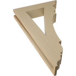 Ekena Millwork - BKTUR035X18X30OLY01RCPR - Timberthane Faux Wood Olympic Style Bracket, Traditional Ends, 3 1/2"W x 18"D x 30"H, Primed Tan