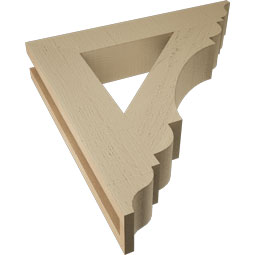 Ekena Millwork - BKTUR035X20X20OLY01RCPR - Timberthane Faux Wood Olympic Style Bracket, Traditional Ends, 3 1/2"W x 20"D x 20"H, Primed Tan