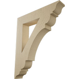 Ekena Millwork - BKTUR035X20X24OLY01RCPR - Timberthane Faux Wood Olympic Style Bracket, Traditional Ends, 3 1/2"W x 20"D x 24"H, Primed Tan