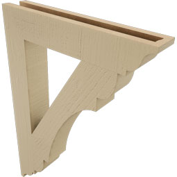 Ekena Millwork - BKTUR035X20X28OLY01RCPR - Timberthane Faux Wood Olympic Style Bracket, Traditional Ends, 3 1/2"W x 20"D x 28"H, Primed Tan