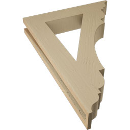 Ekena Millwork - BKTUR035X20X28OLY01RCPR - Timberthane Faux Wood Olympic Style Bracket, Traditional Ends, 3 1/2"W x 20"D x 28"H, Primed Tan