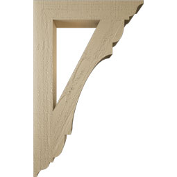 Ekena Millwork - BKTUR035X20X32OLY01RCPR - Timberthane Faux Wood Olympic Style Bracket, Traditional Ends, 3 1/2"W x 20"D x 32"H, Primed Tan