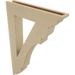 Ekena Millwork - BKTUR035X20X32OLY01RCPR - Timberthane Faux Wood Olympic Style Bracket, Traditional Ends, 3 1/2"W x 20"D x 32"H, Primed Tan