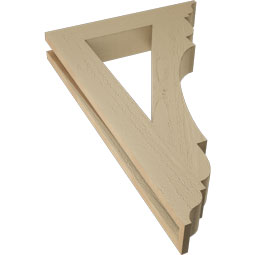 Ekena Millwork - BKTUR035X20X32OLY01RCPR - Timberthane Faux Wood Olympic Style Bracket, Traditional Ends, 3 1/2"W x 20"D x 32"H, Primed Tan