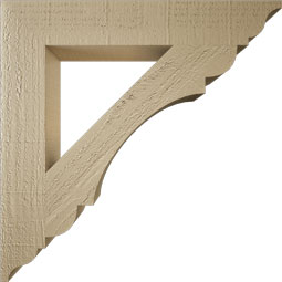 Ekena Millwork - BKTUR035X22X22OLY01RCPR - Timberthane Faux Wood Olympic Style Bracket, Traditional Ends, 3 1/2"W x 22"D x 22"H, Primed Tan
