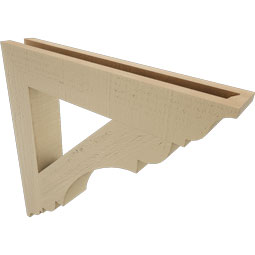Ekena Millwork - BKTUR035X22X22OLY01RCPR - Timberthane Faux Wood Olympic Style Bracket, Traditional Ends, 3 1/2"W x 22"D x 22"H, Primed Tan