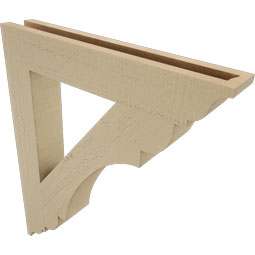Ekena Millwork - BKTUR035X22X26OLY01RCPR - Timberthane Faux Wood Olympic Style Bracket, Traditional Ends, 3 1/2"W x 22"D x 26"H, Primed Tan
