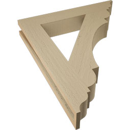 Ekena Millwork - BKTUR035X22X26OLY01RCPR - Timberthane Faux Wood Olympic Style Bracket, Traditional Ends, 3 1/2"W x 22"D x 26"H, Primed Tan