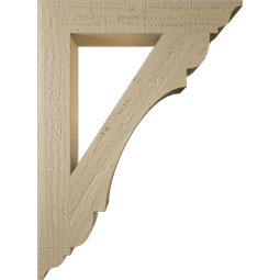 Ekena Millwork - BKTUR035X22X30OLY01RCPR - Timberthane Faux Wood Olympic Style Bracket, Traditional Ends, 3 1/2"W x 22"D x 30"H, Primed Tan
