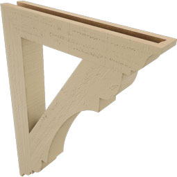 Ekena Millwork - BKTUR035X22X30OLY01RCPR - Timberthane Faux Wood Olympic Style Bracket, Traditional Ends, 3 1/2"W x 22"D x 30"H, Primed Tan