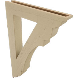 Ekena Millwork - BKTUR035X22X34OLY01RCPR - Timberthane Faux Wood Olympic Style Bracket, Traditional Ends, 3 1/2"W x 22"D x 34"H, Primed Tan