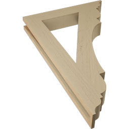 Ekena Millwork - BKTUR035X22X34OLY01RCPR - Timberthane Faux Wood Olympic Style Bracket, Traditional Ends, 3 1/2"W x 22"D x 34"H, Primed Tan