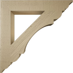Ekena Millwork - BKTUR035X24X24OLY01RCPR - Timberthane Faux Wood Olympic Style Bracket, Traditional Ends, 3 1/2"W x 24"D x 24"H, Primed Tan