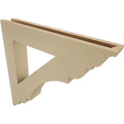 Ekena Millwork - BKTUR035X24X24OLY01RCPR - Timberthane Faux Wood Olympic Style Bracket, Traditional Ends, 3 1/2"W x 24"D x 24"H, Primed Tan