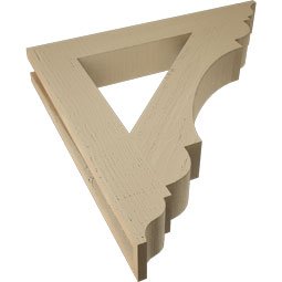 Ekena Millwork - BKTUR035X24X24OLY01RCPR - Timberthane Faux Wood Olympic Style Bracket, Traditional Ends, 3 1/2"W x 24"D x 24"H, Primed Tan