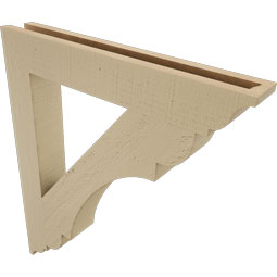 Ekena Millwork - BKTUR035X24X28OLY01RCPR - Timberthane Faux Wood Olympic Style Bracket, Traditional Ends, 3 1/2"W x 24"D x 28"H, Primed Tan