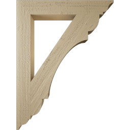 Ekena Millwork - BKTUR035X24X32OLY01RCPR - Timberthane Faux Wood Olympic Style Bracket, Traditional Ends, 3 1/2"W x 24"D x 32"H, Primed Tan