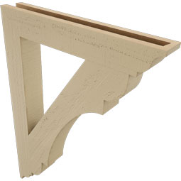 Ekena Millwork - BKTUR035X24X32OLY01RCPR - Timberthane Faux Wood Olympic Style Bracket, Traditional Ends, 3 1/2"W x 24"D x 32"H, Primed Tan
