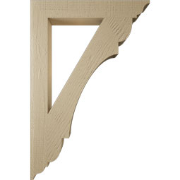 Ekena Millwork - BKTUR035X24X36OLY01RCPR - Timberthane Faux Wood Olympic Style Bracket, Traditional Ends, 3 1/2"W x 24"D x 36"H, Primed Tan