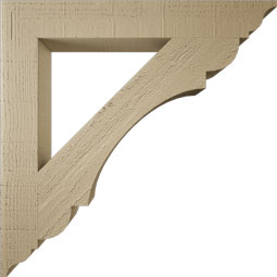 Ekena Millwork - BKTUR035X26X26OLY01RCPR - Timberthane Faux Wood Olympic Style Bracket, Traditional Ends, 3 1/2"W x 26"D x 26"H, Primed Tan