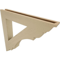 Ekena Millwork - BKTUR035X26X26OLY01RCPR - Timberthane Faux Wood Olympic Style Bracket, Traditional Ends, 3 1/2"W x 26"D x 26"H, Primed Tan