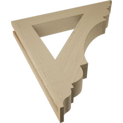 Ekena Millwork - BKTUR035X26X26OLY01RCPR - Timberthane Faux Wood Olympic Style Bracket, Traditional Ends, 3 1/2"W x 26"D x 26"H, Primed Tan