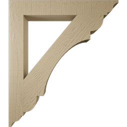 Ekena Millwork - BKTUR035X26X30OLY01RCPR - Timberthane Faux Wood Olympic Style Bracket, Traditional Ends, 3 1/2"W x 26"D x 30"H, Primed Tan