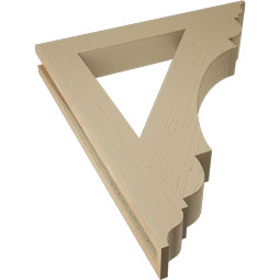 Ekena Millwork - BKTUR035X26X30OLY01RCPR - Timberthane Faux Wood Olympic Style Bracket, Traditional Ends, 3 1/2"W x 26"D x 30"H, Primed Tan