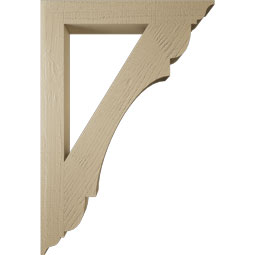 Ekena Millwork - BKTUR035X26X38OLY01RCPR - Timberthane Faux Wood Olympic Style Bracket, Traditional Ends, 3 1/2"W x 26"D x 38"H, Primed Tan