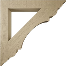 Ekena Millwork - BKTUR035X28X28OLY01RCPR - Timberthane Faux Wood Olympic Style Bracket, Traditional Ends, 3 1/2"W x 28"D x 28"H, Primed Tan