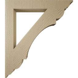 Ekena Millwork - BKTUR035X28X32OLY01RCPR - Timberthane Faux Wood Olympic Style Bracket, Traditional Ends, 3 1/2"W x 28"D x 32"H, Primed Tan