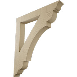 Ekena Millwork - BKTUR035X28X32OLY01RCPR - Timberthane Faux Wood Olympic Style Bracket, Traditional Ends, 3 1/2"W x 28"D x 32"H, Primed Tan