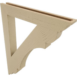 Ekena Millwork - BKTUR035X28X36OLY01RCPR - Timberthane Faux Wood Olympic Style Bracket, Traditional Ends, 3 1/2"W x 28"D x 36"H, Primed Tan