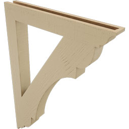 Ekena Millwork - BKTUR035X28X40OLY01RCPR - Timberthane Faux Wood Olympic Style Bracket, Traditional Ends, 3 1/2"W x 28"D x 40"H, Primed Tan
