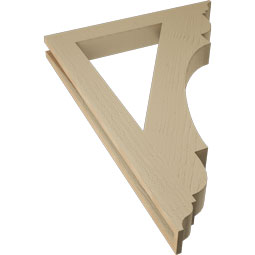 Ekena Millwork - BKTUR035X28X40OLY01RCPR - Timberthane Faux Wood Olympic Style Bracket, Traditional Ends, 3 1/2"W x 28"D x 40"H, Primed Tan