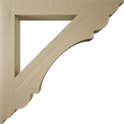 Ekena Millwork - BKTUR035X30X30OLY01RCPR - Timberthane Faux Wood Olympic Style Bracket, Traditional Ends, 3 1/2"W x 30"D x 30"H, Primed Tan