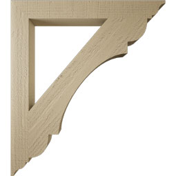 Ekena Millwork - BKTUR035X30X34OLY01RCPR - Timberthane Faux Wood Olympic Style Bracket, Traditional Ends, 3 1/2"W x 30"D x 34"H, Primed Tan