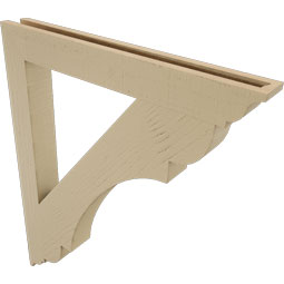 Ekena Millwork - BKTUR035X30X36OLY01RCPR - Timberthane Faux Wood Olympic Style Bracket, Traditional Ends, 3 1/2"W x 30"D x 36"H, Primed Tan