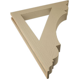 Ekena Millwork - BKTUR035X30X36OLY01RCPR - Timberthane Faux Wood Olympic Style Bracket, Traditional Ends, 3 1/2"W x 30"D x 36"H, Primed Tan