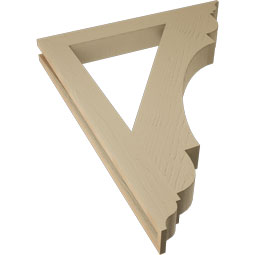 Ekena Millwork - BKTUR035X30X38OLY01RCPR - Timberthane Faux Wood Olympic Style Bracket, Traditional Ends, 3 1/2"W x 30"D x 38"H, Primed Tan
