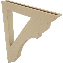 Ekena Millwork - BKTUR035X30X42OLY01RCPR - Timberthane Faux Wood Olympic Style Bracket, Traditional Ends, 3 1/2"W x 30"D x 42"H, Primed Tan