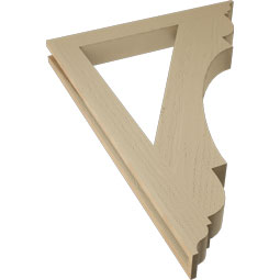 Ekena Millwork - BKTUR035X30X42OLY01RCPR - Timberthane Faux Wood Olympic Style Bracket, Traditional Ends, 3 1/2"W x 30"D x 42"H, Primed Tan