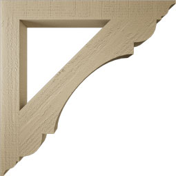 Ekena Millwork - BKTUR035X32X32OLY01RCPR - Timberthane Faux Wood Olympic Style Bracket, Traditional Ends, 3 1/2"W x 32"D x 32"H, Primed Tan