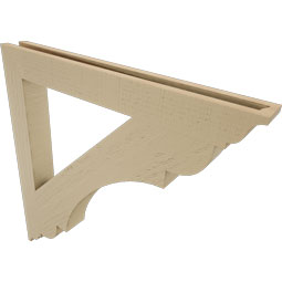 Ekena Millwork - BKTUR035X32X32OLY01RCPR - Timberthane Faux Wood Olympic Style Bracket, Traditional Ends, 3 1/2"W x 32"D x 32"H, Primed Tan