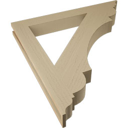 Ekena Millwork - BKTUR035X32X32OLY01RCPR - Timberthane Faux Wood Olympic Style Bracket, Traditional Ends, 3 1/2"W x 32"D x 32"H, Primed Tan